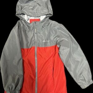 Eddie Bauer Red and Gray Hooded Jacket